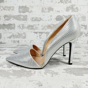 NEW Mia Ciana Rhinestone Pointed Toe d'Orsay Silver Pump Heels E814